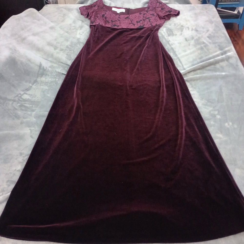 Vintage‎ 90s Y2K Fairy Grunge Dress Womens 10 Burgundy Velvet Empire Waist